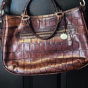 Elegant Brahmin Brown Crocodile-Embossed Women's Bag
